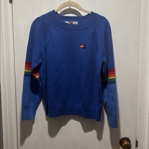 AVIATOR NATION cashmere stripe crewneck sweater size large